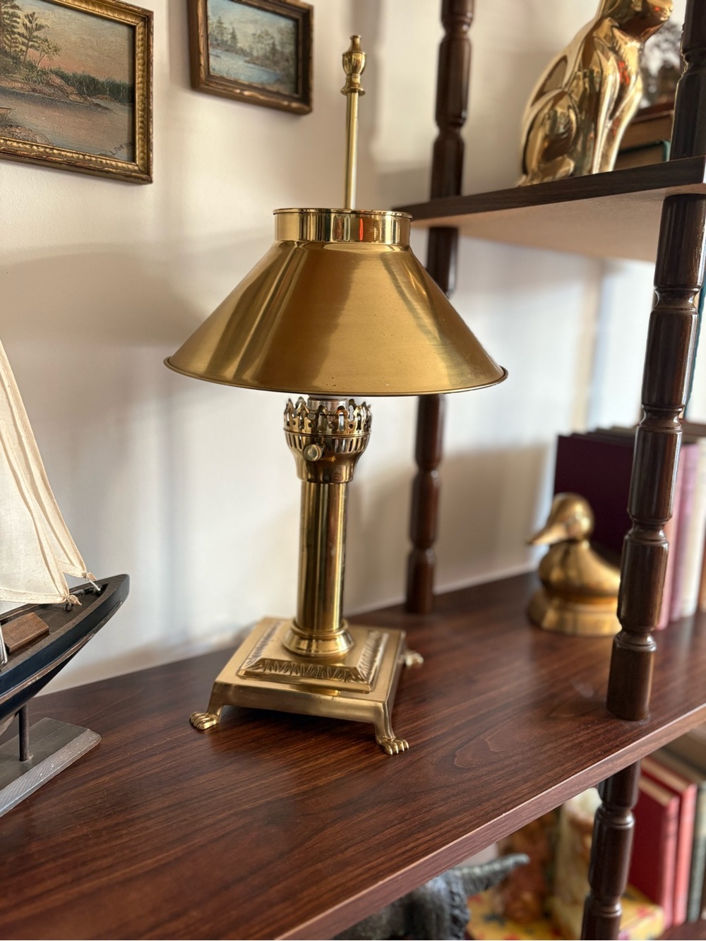 Vintage Brass Table Lamp | Ornate Claw Foot Lamp